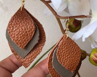 Leather stacked Earrings