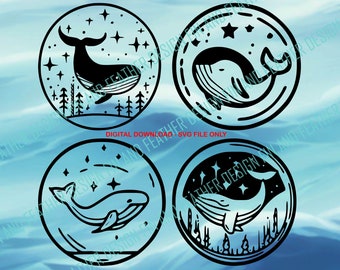 Space Whale, Starry Sky Whale Svg File, Outdoor Flying Whale Clipart