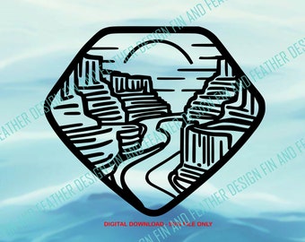Monoline grand canyon svg, national park clipart, canyon badge