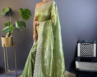 Traditioneller indischer Saree - Premium ethnische Kleidung für Hochzeiten & Festliche Anlässe - Authentischer indischer Saree - eleganter, handgefertigter Saree
