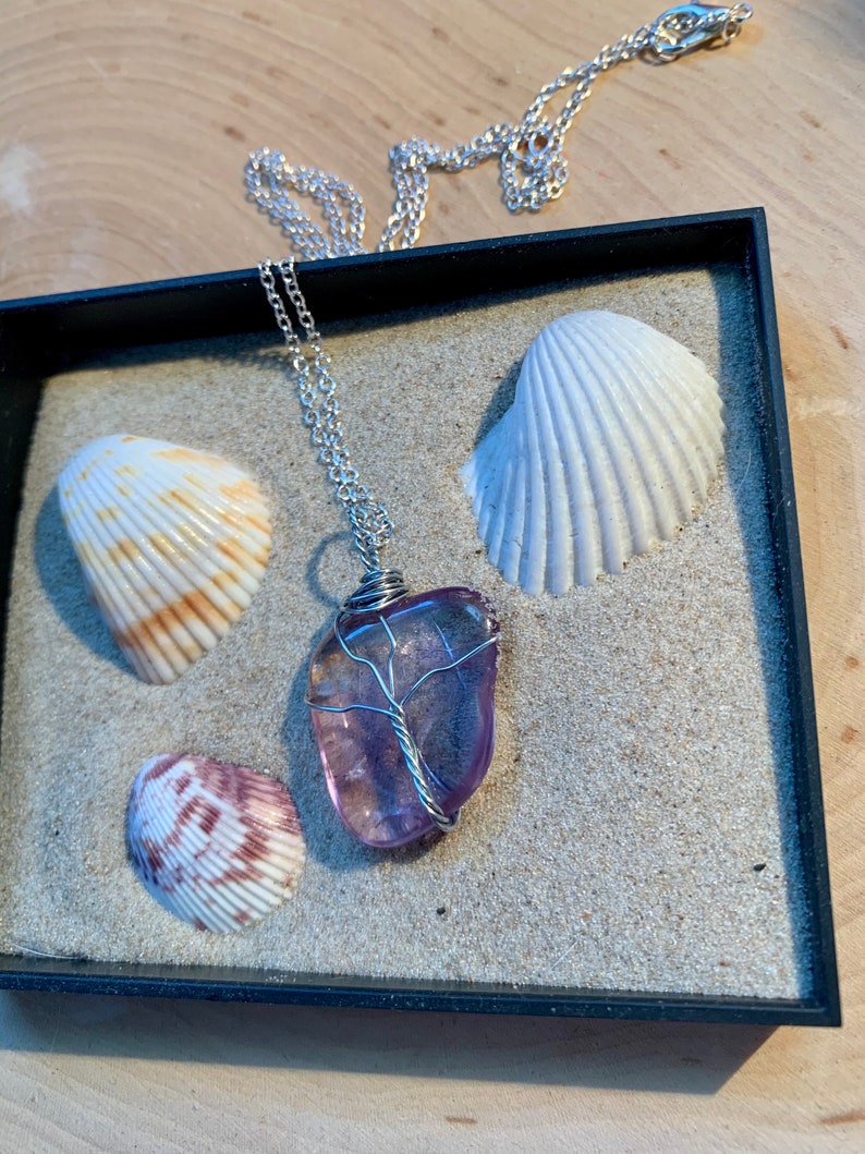 Purple Amethyst Tree Stone Pendant