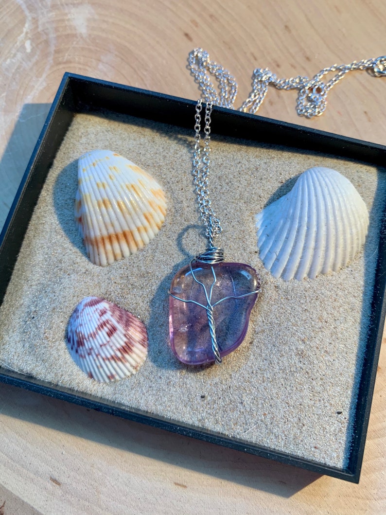 Purple Amethyst Tree Stone Pendant
