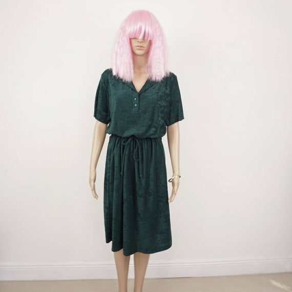70s Terry Cloth Dress| Vintage Midi Dress