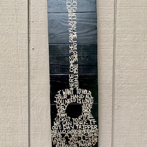 Engraved Beatles greatest hits, The Beatles fan art, classic rock decor