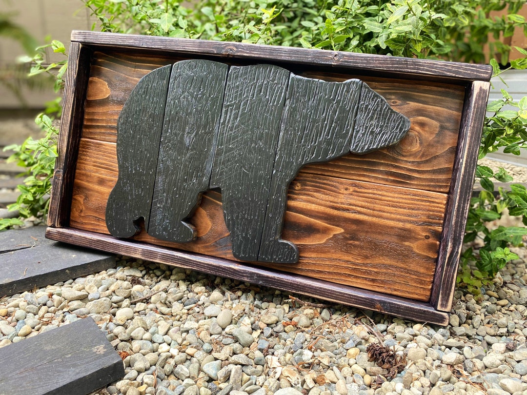 Reclaimed Wood Bear Wall Hanging: Rustic Hand Carved Decor - Etsy