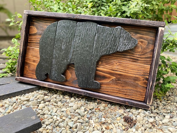 小物入れ Hi Bear Wood Wall Art by beccatapert Reclaimed Wood Bear Wall Hanging: Rustic Hand Carved Decor - Etsy