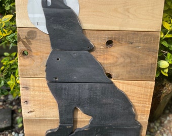 Rustic Wolf Wall Hanging, wolf decor for home or office