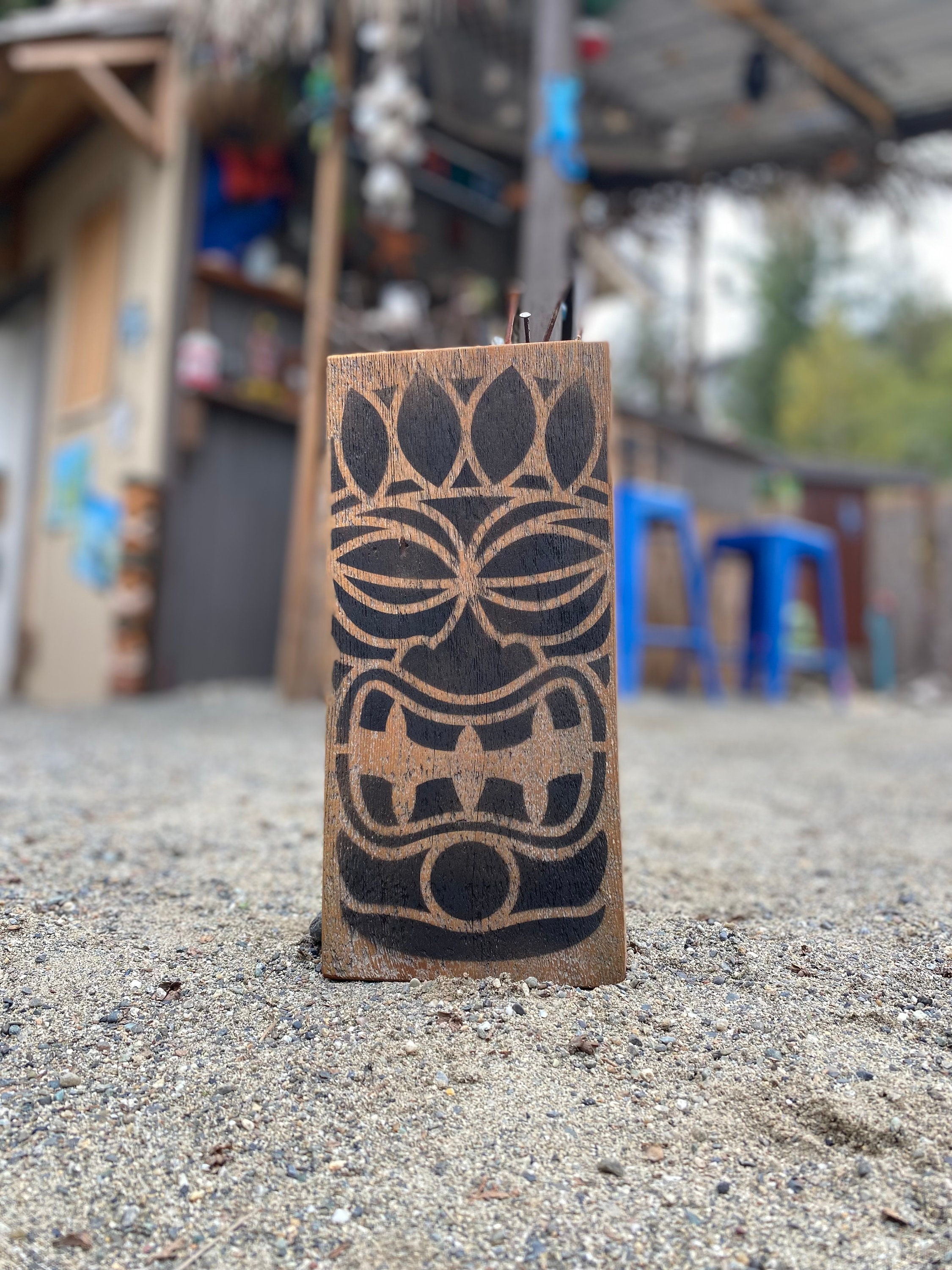 Tiki decor, tiki head, tiki wall decor, tiki face, tiki