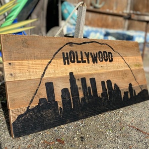 Wood Hollywood wall hanging, wood Hollywood art, Hollywood decor