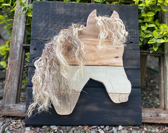 Equestrian art, Rustic wood horse decor, wood pony art, Perfect for horse lovers and home decoration