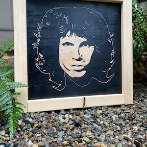 Engraved Jim Morrison wall art, classic rock art for home and office