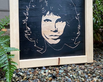 Engraved Jim Morrison wall art, classic rock art for home and office