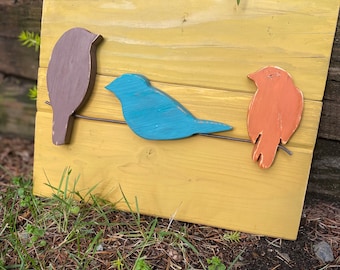 Rustic birds on a wire, bird silhouettes, bird decor, farmhouse bird decor, birds on a wire, reclaimed wood bird decor, wood bird decor