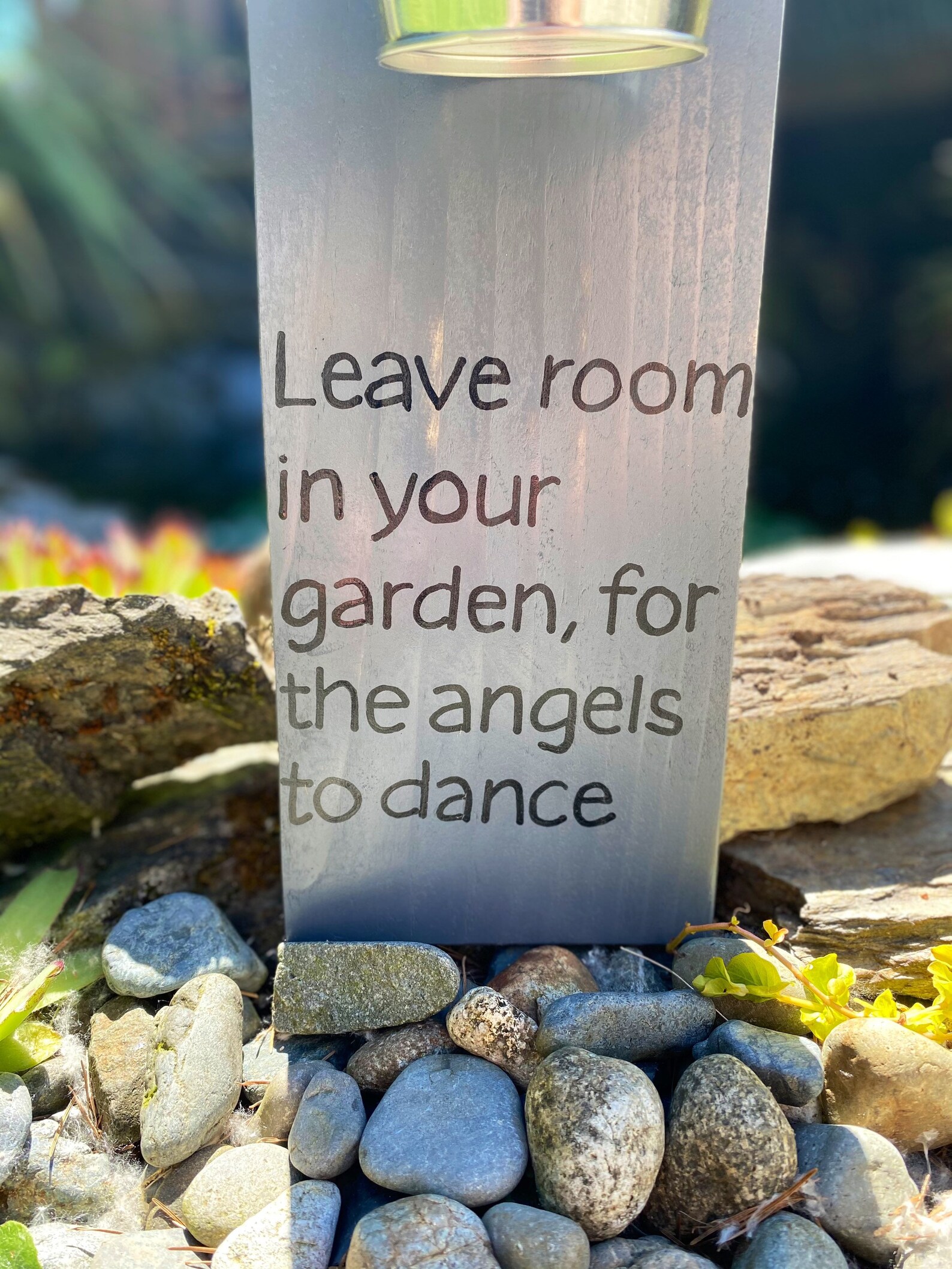 Wooden garden angel with metal bucket planter leave room in Etsy