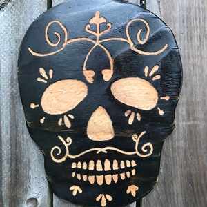 Engraved skull wall art, sugar skull decor for home and office