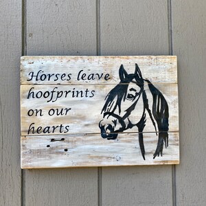 Horses leave hoofprints on our hearts wall decor, horse decor, wood horse decor, horse hoof prints quote, horse wall decor image 2