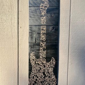 Metallicas greatest hits wall hanging, Music decor for home or office