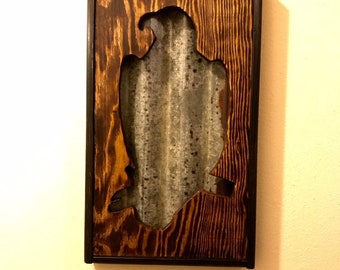 Colgante de pared de águila de madera y metal recuperado, arte de águila, águila de madera recuperada, decoración de albergue, decoración de cabina