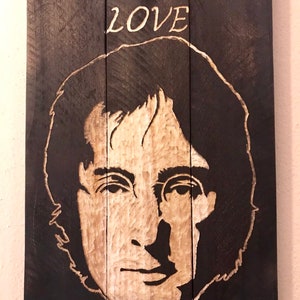 Wood John Lennon wall hanging, The Beatles, All you need is love, The Beatles decor, John Lennon silhouette, Beatles, Beatles art,