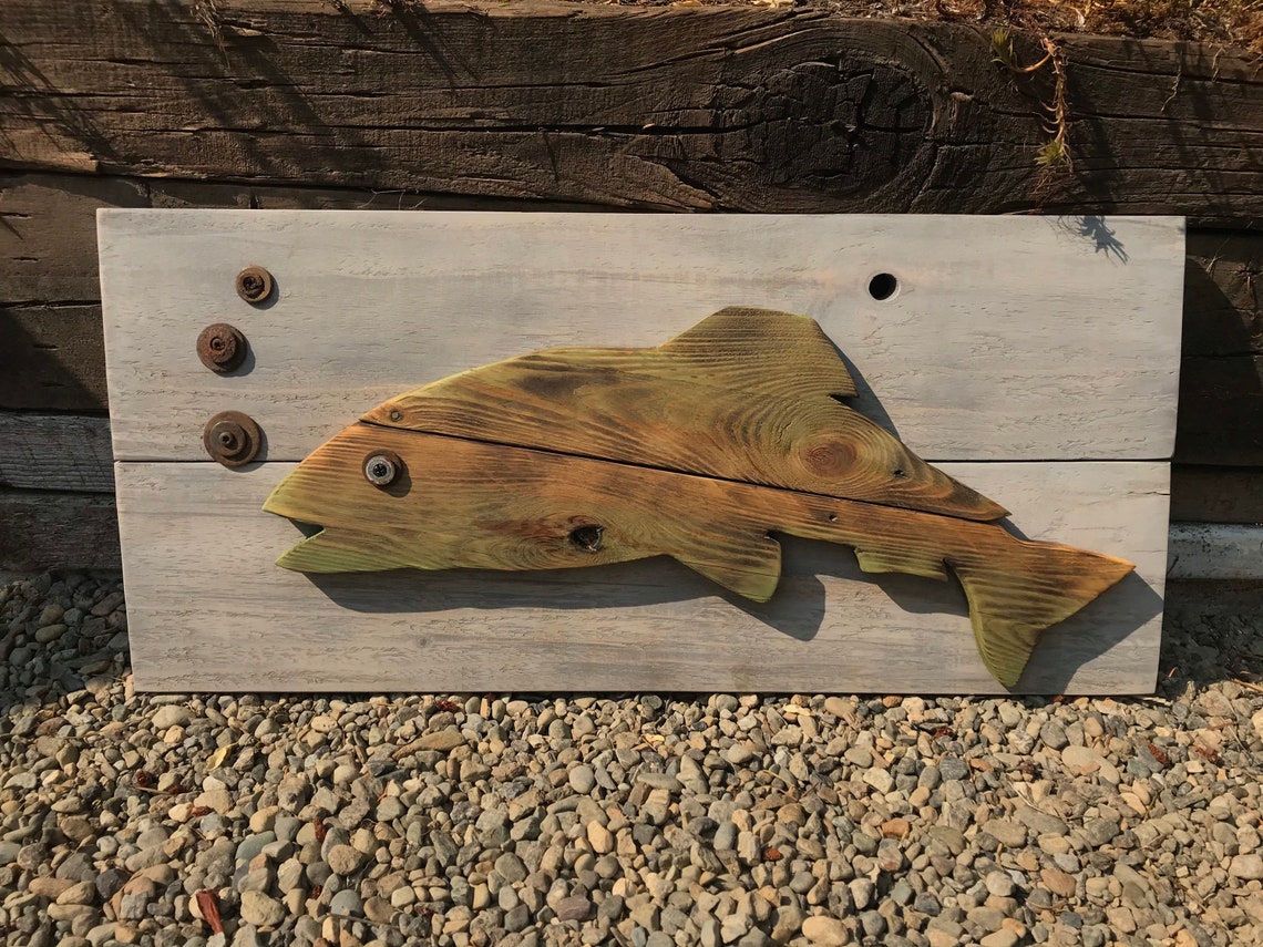 Wood Salmon Wall Decor Wood Fish Decor Fish Wall Hanging Etsy