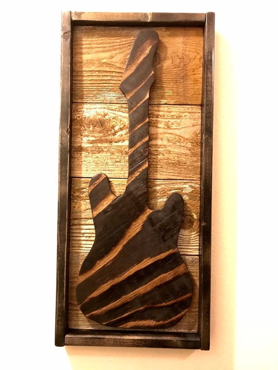 Reclaimed wood guitar wall hanging music art wood guitar Etsy