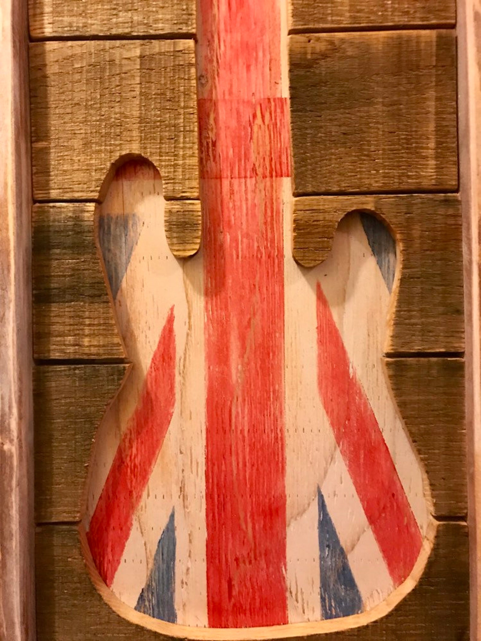 Union Jack Guitar Wall Hanging Union Jack Flag Art Guitar Etsy