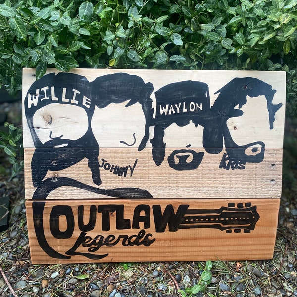 Outlaw Legends wall decor, wood outlaw legends, country music decor, country music legends, outlaw legends art, country music art