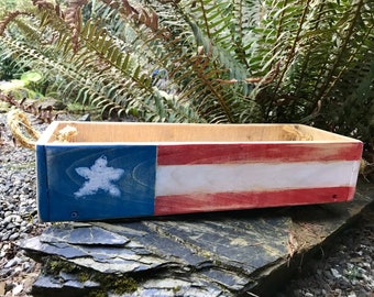 Caja americana, caja de bandera americana, caja de almacenamiento rústica, decoración de bandera rústica, caja de bandera recuperada, decoración del 4 de julio, decoración rústica americana
