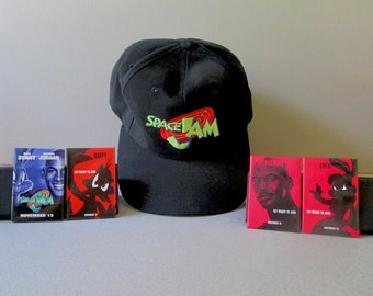 Space Jam Vintage 1996 Cap and 4 Buttons