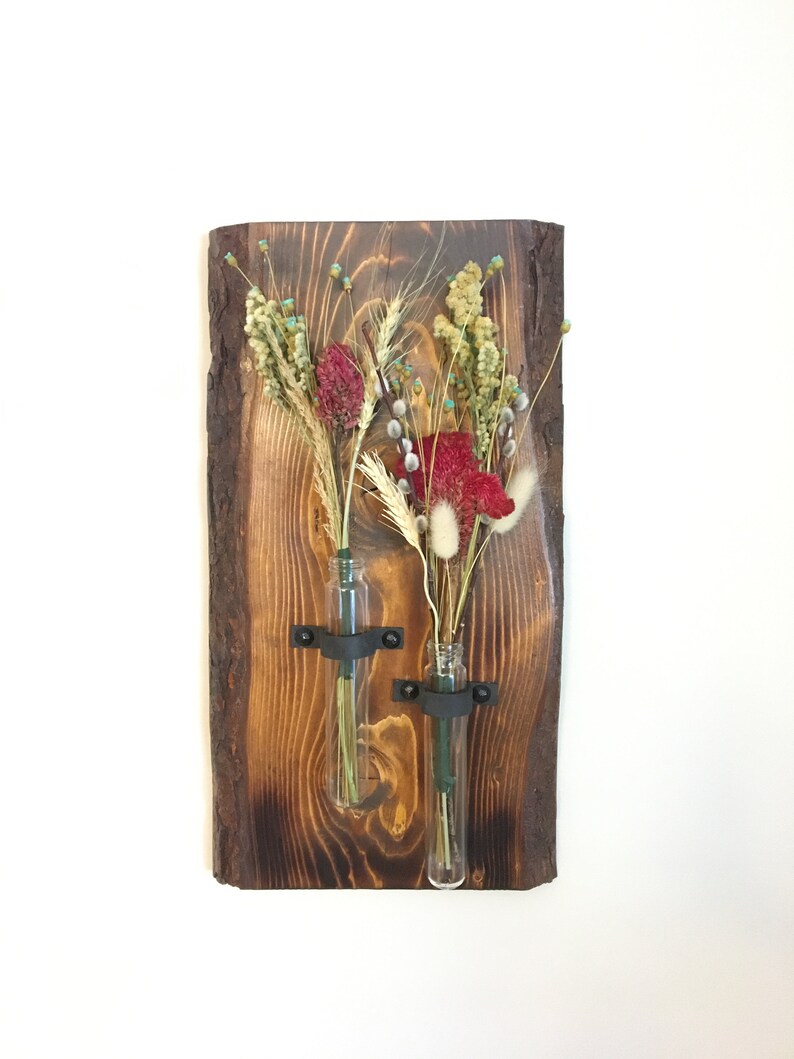 Rustic Wooden Flower Vase Natural Wall Decor Live Edge Etsy