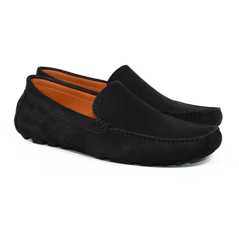SUPER COMFORTABLE Men Leather Loafers Moccasins Black Etsy