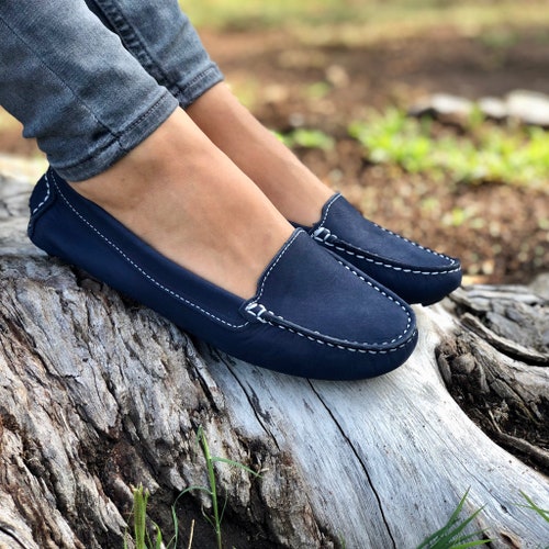 navy driving moccasins