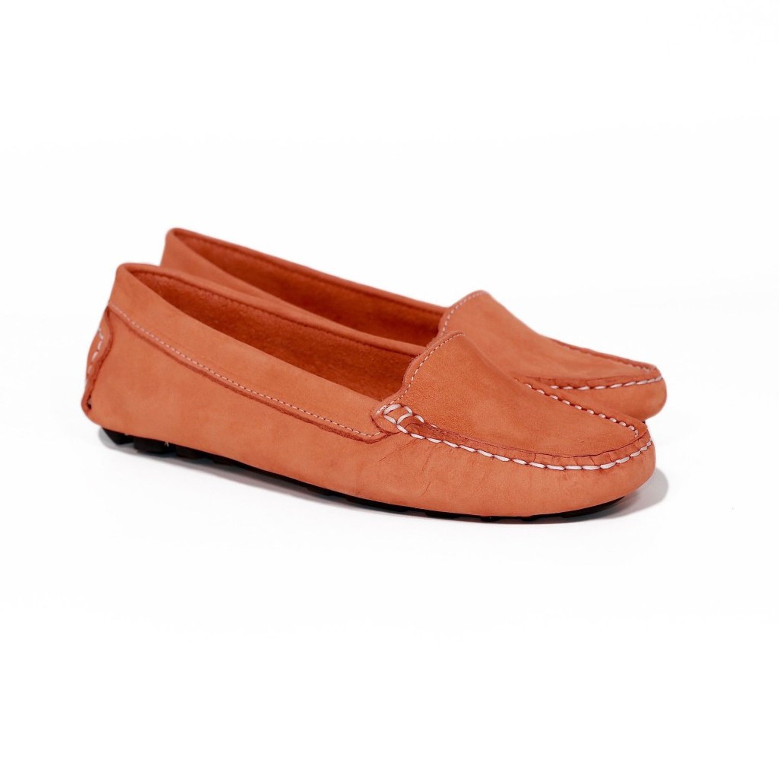 Kiana Orange Leather Loafers Women Moccasins Women Loafers Etsy