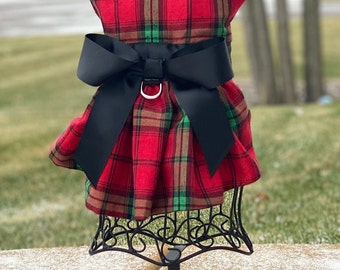 Christmas Plaid - Holiday Red plaid dog dress