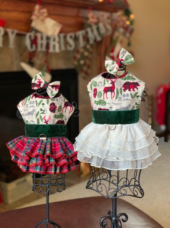 Woodlands Theme Holiday Christmas Harness Dog Dress - Etsy