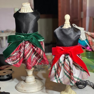 green velvet dog dress PET APPAREL DARK GREEN VELVET BOW WITH PEARLS CHRISTMAS DRESS Dog/Puppy SMALL