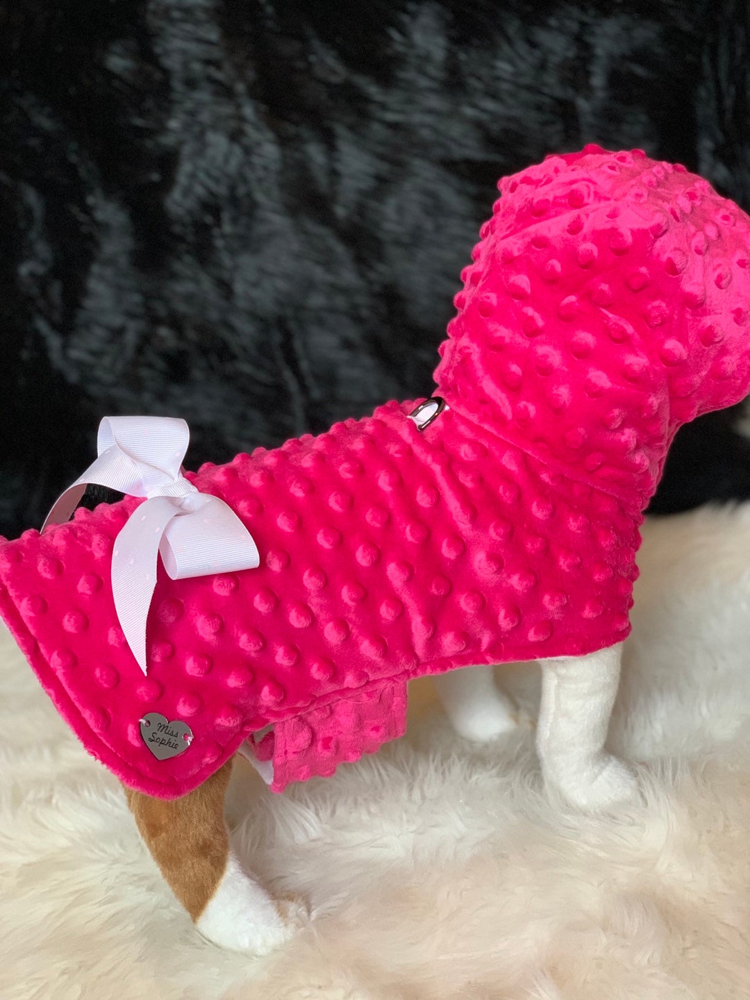 Fuchsia Pink Dog Coat, Fleece Lined, Dring Dog Jacket Etsy