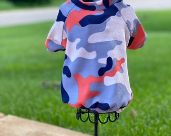 Orange Blue Gray Camo - Long sleeve raglan tee - tank top - dog T-shirt