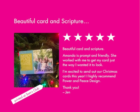 Colorful Modern Christmas Card With Scripture Green Red Etsy