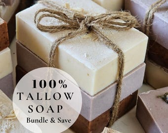 100% All Natural Tallow Soap Handmade Tallow Soap Bars Natural Skincare Gift Bundle  Eco Friendly Gift Idea for Toxic Free Gift for Friend