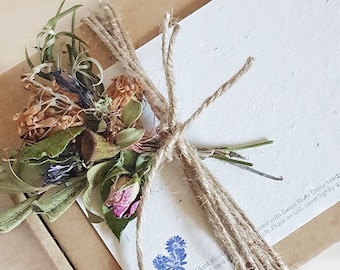 Handmade Recycled Seeded Paper Blank Card for Gift Card for Mothers Day Card For Flower Lovers of Botanical Gift Card with Seeds in Paper