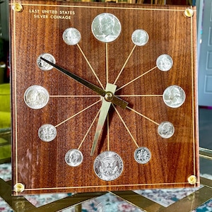 Seltene MCM Last USA Silber Münzen Kennedy Schreibtischuhr ORIGINAL BOX