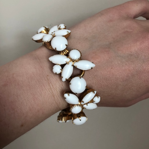 Sweet Milk Glass White Vintage Juliana Bracelet - image 1