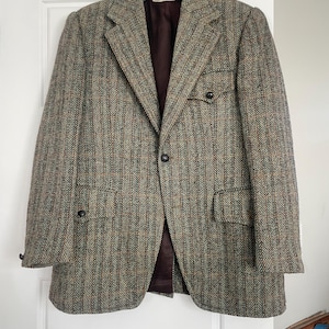 Vintage Harris Tweed Moss Green Wool Blazer