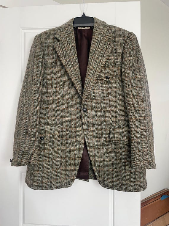 Vintage Harris Tweed Moss Green Wool Blazer