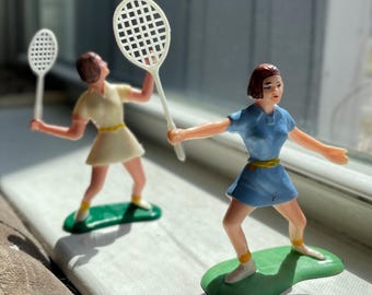 Retro Vintage 60s Lady Tennis Player Cake Topper Decoration RECEIVER