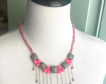 Collar de cuentas de vidrio vintage hecho a mano Reverie firmado
