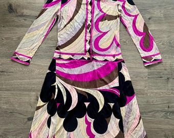 Vintage EMILIO PUCCI 1960's Rainbow Geometric Kaleidoscopic Op Art