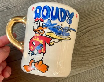 Vintage Disney 1952 Wallace Restaurant Ware Naval Pilot Donald Duck Mug