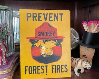 Original 1960s Smokey the Bear Forest Fire Fiberglass Sign Rare